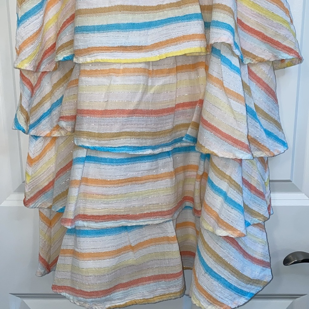 Lovers + Friends Womens Mini “Liv Dress” Layered Ruffles, Spring Rainbow, Large - Picture 9 of 10